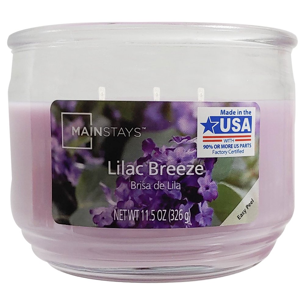 Mainstays Lilac Breeze Scented 3Wick Glass Jar Candle, 11.5 oz