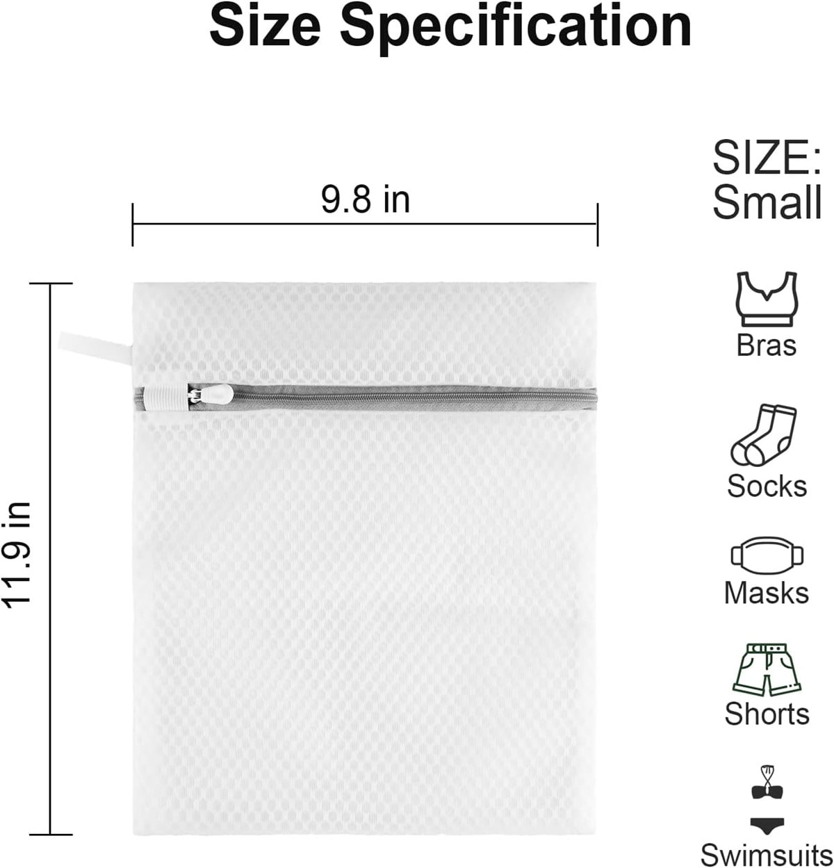 GIXUSIL Mesh Washing Bags for Laundry 3 Pack 10 x 12 inch Small Delicates Socks Lingerie Baby Clothes Wash Machine Net Zipper Bag for Home Dorm Hotel Travel Storage Organizer, White