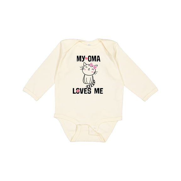 Inktastic My Oma Loves Me Girl Cat Girls Long Sleeve Baby Bodysuit