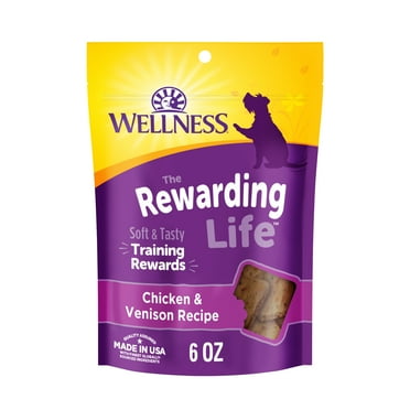 Wellness Rewarding Life Dog Treats, Natural, Training Treat, Grain Free, Soft Chicken & Venison (6 Ounce bag)