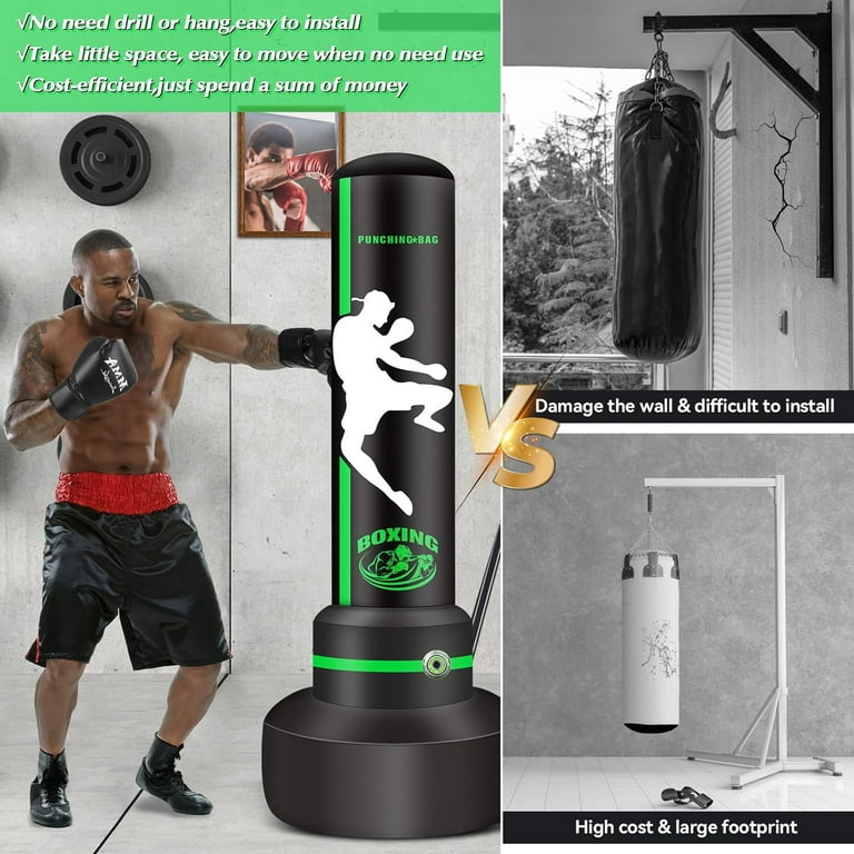 Punching Bag with Stand Adult - 69 Freestanding Heavy Punching Bag for  Adults - MMA Thai Fitness Kickboxing Bag - Muay Inflatable Standing Boxing