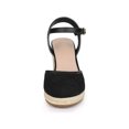 thumbnail image 6 of BLISSFUL STEP Women's Espadrille Platform Closed Toe Lace Wedge Heel Sandals Black 9, 6 of 8