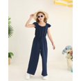 thumbnail image 2 of Kucnuzki 11 Years Big Girls Jumpsuit 12 Year Youth Tween Kids Summer Clothes Ruffle Sleeveless Solid Color One-piece Overalls Wide Leg Pants Casual Clothing Blue, 2 of 10
