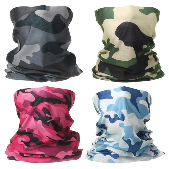 4pcs Summer Cooling Neck Gaiter Sun Protection Face Mask Fishing Neck Gaiter Sunscreen Breathable Bandana for Men Women, Camo S