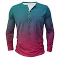 thumbnail image 2 of LODIENY Men's Henley Shirts Classic Casual Tie Dye Gradient Print Basic Workout Tee Shirts Big and Tall Regular Fit Long Sleeve Cotton Button Ombre T Shirts Multicolor#40 XXXL, 2 of 5