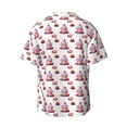 thumbnail image 4 of Balery Strawberry Blueberry Cream Cake Men's Casual Button Down Shirt Short Sleeve Textured Summer Cuban Beach Shirts-Small, 4 of 7