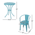 thumbnail image 3 of Tcbosik Outdoor Bistro Set, 3-Piece Metal Patio Furniture, Round Table and 2 Chairs, Suitable for Backyard, Balcony, Poolside, Porch, Garden, Easy Assembly, Blue, 3 of 11