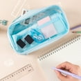 thumbnail image 3 of Deli Pencil Case for Kids,Large Capacity Foldable Pencil Pouch with 4 Compartments, School Supplies Organizer Bag for Students, Teens and Office Use,Blue, 3 of 7