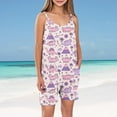 thumbnail image 2 of FAHXNVB Cami Romper for Girls Sleeveless Graphic Print Jumpsuit Short with Pockets One Piece Summer Casual Fashion Clothes 5-14 Years, 2 of 7