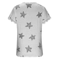 thumbnail image 4 of Summer Saving Wycnly Cute Tops for Women Short Sleeve V-Neck Star Print T shirts Summer Sexy Lace Trim Lightweight Comfy Plus Size Blouse Gray XXXL Clearance Clothes, 4 of 5