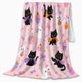 thumbnail image 2 of Playful Black Cats Friendly Ghosts Halloween, Playful Pet Portrait Pattern, Warm Flannel Blanket for Kitchen and Dining Room, Cat Lovers Halloween Gift, Pet Lover Home Decor, 2 of 7