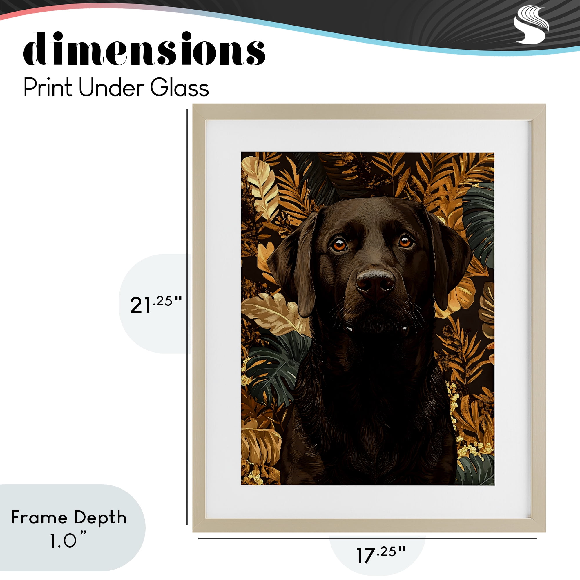 Stupell Industries Labrador with Golden Leaves Birch Framed Print Under Glass, design by Creative Studio