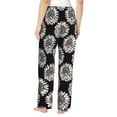 thumbnail image 3 of Pajama Pants Women, Sunflowers Black White Sweatpants Soft Sleep Lounge Pants, Casual PJ Bottoms Pants with Pockets, 3 of 5