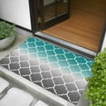 thumbnail image 5 of 2x3 Door Mat Rug, Teal Grey Ombre Morocco Pattern Non-Skid Rubber Backing Large Rectangle Rugs - Living Room Bedroom Home Office, Modern Moroccan Geometric Indoor Floor Mat Carpets Washable Rug, 5 of 9
