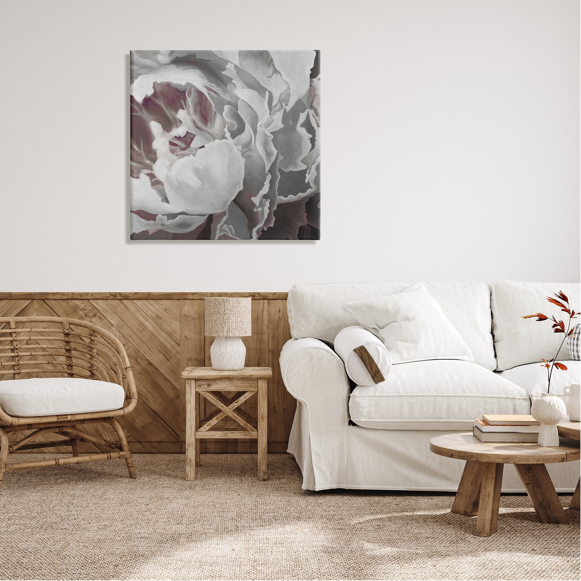 Stupell Industries Close Up Peony Blossom Botanical & Floral Painting Gallery Wrapped Canvas Print Wall Art, 30 x 30