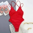 thumbnail image 5 of kpoplk Women's One Piece Swimsuit Sports Adjustable Strap Bathing Suit Color Block Ribbed High Cut Swimsuits Red,L, 5 of 7