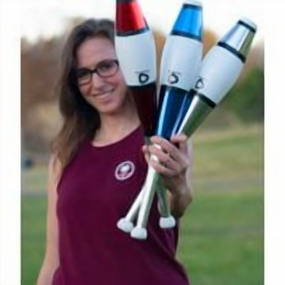Zeekio Taylor Tries Signature Juggling Club Set Blue/Red/Silver with Free Bag