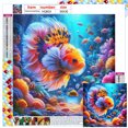 thumbnail image 1 of Peinture 5D à faire soi-même, perceuse carrée complète, tache de diamant, poisson Betta, décor artistique, 30x30cm, 1 of 9