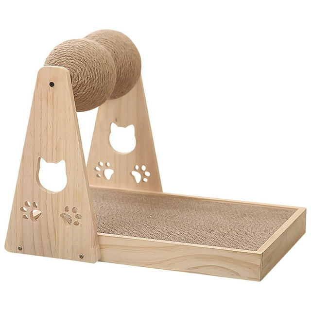 Juguete rascador para gatos, bola rascadora de gato de sisal natural, pelota rascadora para gatos y gatitos, juguete rascador interactivo de madera - Bola doble Sunnimix Juguetes de rodillos para gatos