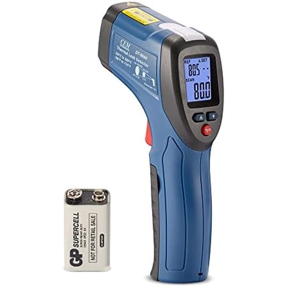 DT-8666 Digital Infrared Meat Thermometer Gun,DS10:1 Instant Read Laser Temperature Gun for Griddle,Grill,Oven,Pizza, Thermal Air Heat Leak Detector for Industrial Repairs with Color Light Alarm