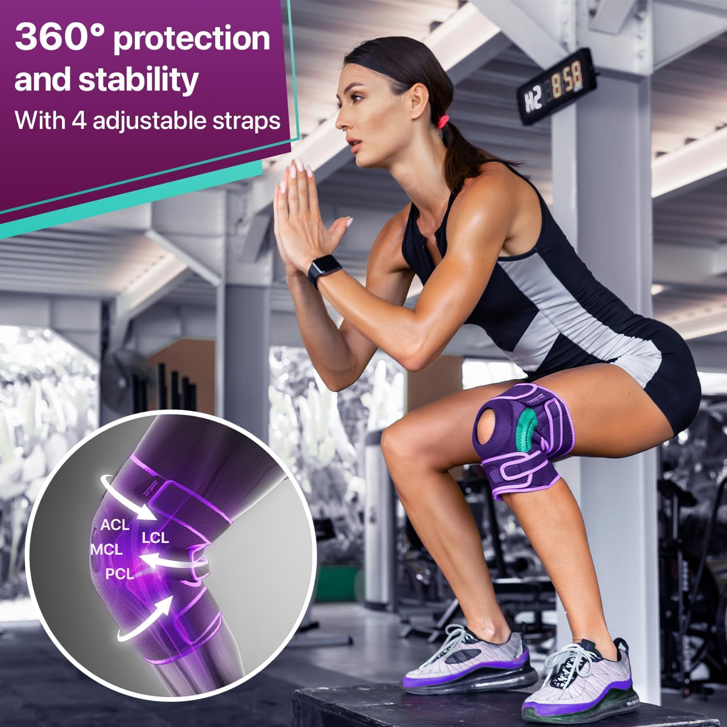 DR. BRACE Compression Knee Brace with Side Stabilizers & Patella Gel Pads, Knee Support for Knee Pain, Running & Sports, Men & Women (Galaxsis, XX-Large)