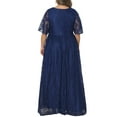 thumbnail image 3 of Agnes Orinda Women's Plus Size Easter Wedding Guest Dress Ruffled Short Sleeves Mesh Embellishment Evening Gowns Formal Party Maxi Dresses with Belt 1X Navy Blue, 3 of 6