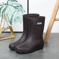 thumbnail image 2 of FRSASU Women's Rain Boots Mid-calf Waterproof Outdoor Hunting Gardening Farming Shoes Brown, 2 of 7