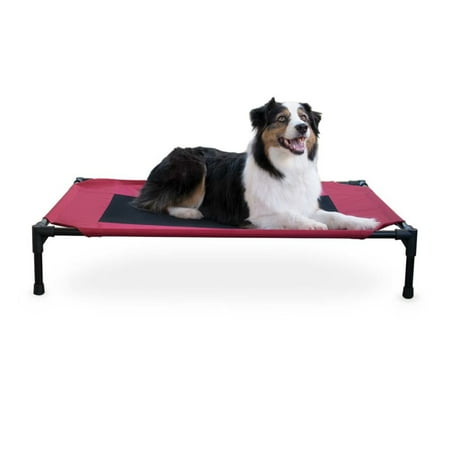 UPC: 0655199216277 | K&H Pet Products Original Pet Cot Elevated Dog Bed Red/Black Large 30 X 42 X 7 Inches