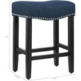 thumbnail image 2 of SEEKOL 24" Upholstered Bar Counter Stool - Nail Head Trim, Soft Padding, and Black Wooden Legs for Ultimate Comfort Grey 24", 2 of 8