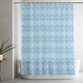 thumbnail image 4 of Light Blue Checkered Shower Curtain, Abstract White Geometric Argyle Stripe Waterproof Shower Curtain Set with 12 Hooks Lightweight Bath Curtains Fabric Bathroom Decor 60x72 Inches, 4 of 9