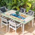 thumbnail image 2 of Green Plaid Easter Table Cloths for 4 Foot Rectangle Tables, Blue Truck Spring Floral Bunny Rustic Patio Waterproof Elastic Fitted Tablecloths, Washable Rectangular Table Cover for Camping, 2 of 8