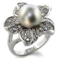 thumbnail image 1 of Rhodium Brass Ring with Synthetic Pearl, Gray - Size 10, 1 of 1