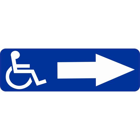 Arrow Fixed Wheel - 10 x 3 Right Arrow Wheelchair Access Sticker Vinyl Business Handicap Sign