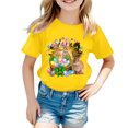 thumbnail image 4 of MUXiin Girls Easter Shirt Size 12 Bunny Eggs Short Sleeve T-Shirt Trendy Happy Easter Summer Tops Tee for Boys & Girls Easter Gifts for Boys(Yellow,6-7 Years), 4 of 5