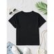 thumbnail image 2 of Camiseta informal de verano para niña, estilo coreano, negra, con estampado de arcoíris colorido y afirmación positiva, cuello redondo y manga corta en algodón - Perfe, 2 of 7