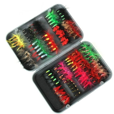Nebublu Trout Bass Fly Fishing Flies Kit - 100pcs  Flies Assortment with Fly Box for Angling