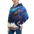 thumbnail image 2 of Fotbe Moonlit Blue Wolf Pattern Youth Pullover Hooded Sweatshirt, Boys Hoodie, Kangaroo Pocket Hoodie for Kids Girls -Small, 2 of 6