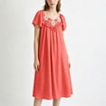 thumbnail image 2 of Bovxnpu Womens Nightgown Sleepshirt Pajama Dress Squared Neck Short Sleeve Striped Ice Silk Midi Length Sleepwear, 2 of 9