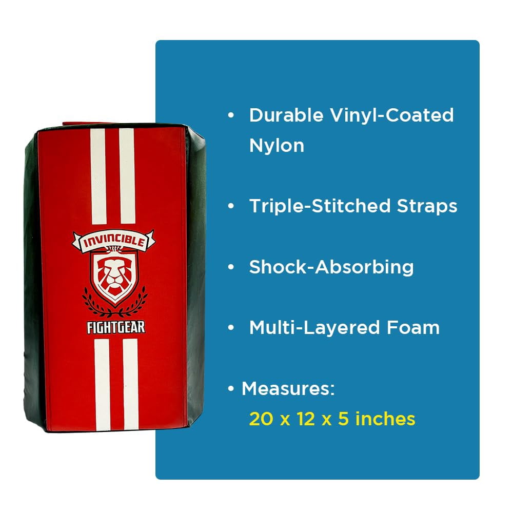 Multi-Angled Kick Shield 20x12 for MMA, Muay Thai, Kickboxing, Heavy-Duty Body Punching Pad with Shock Absorption, Durable Training Gear for Knee, Leg, Shin Strikes