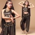 thumbnail image 4 of SJLDQY Carnival Womens Belly Dance Dress Up Sexy Sequined Tops Lace Mesh Pants Outfits Party Stage Performance Clothes Set, 4 of 4