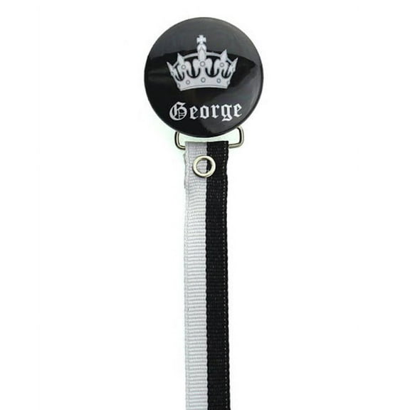Personalized Name Black Crown Pacifier Clip