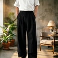 thumbnail image 2 of CONZONE Mens Baggy Pants Wide Leg Pants for Men Trendy Buttons Solid Soft Casual Joggers Pant With Pockets, 2 of 4