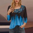 thumbnail image 2 of Blusas para las Mujeres Casual, 3/4 Manga Impresa Camiseta Top de Moda Hecha de Poliéster Suave Transpirable para el Uso Diario Casual de Verano, Tops de Blusa para las Mujeres, 2 of 6