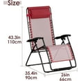 thumbnail image 2 of Oversized Zero Gravity Lounge Chair for Outdoor Use – Reclining Patio Lounger with Pillow, Foldable Lawn Chair for Sunbathing, Balcony, BBL Recovery, Camping, 300 lbs Capacity, Burgundy, 26" Wide, 2 of 7
