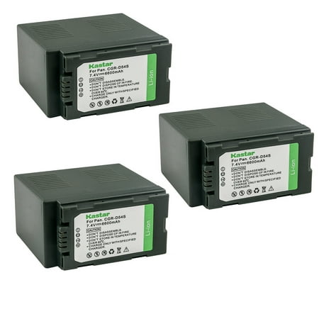 Image of Kastar 3-Pack CGR-D54 Battery Replacement for Panasonic AG-3DA1 AG-3DA1E AG-3DA1P AG-AC8 AG-AC8EJ AG-AC8PJ AG-AC30 AG-AC90 AG-AC90P AG-AC90PJ AG-AC90PX AG-DVC7 AG-DVC7P AG-DVC15 AG-DVC15P Camera