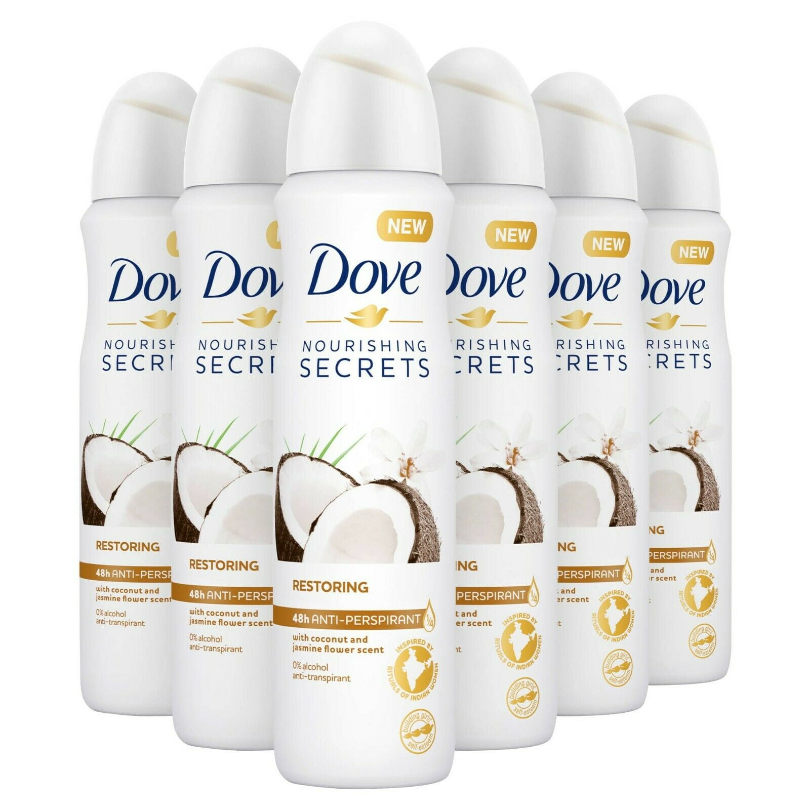 6x Dove Women Restoring Ritual Deodorant Antiperspirant Spray 250ml (6x 8.45 oz)