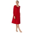 Aria Women's Knit Velour Long Sleeve Square Neck Nightgown with Pockets
