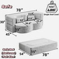 thumbnail image 4 of FIRSCOOK 15" Full Size Convertible Folding Sofa Bed with Pillows, Foam-Filled Teddy Fabric Couch, Gray, 4 of 12