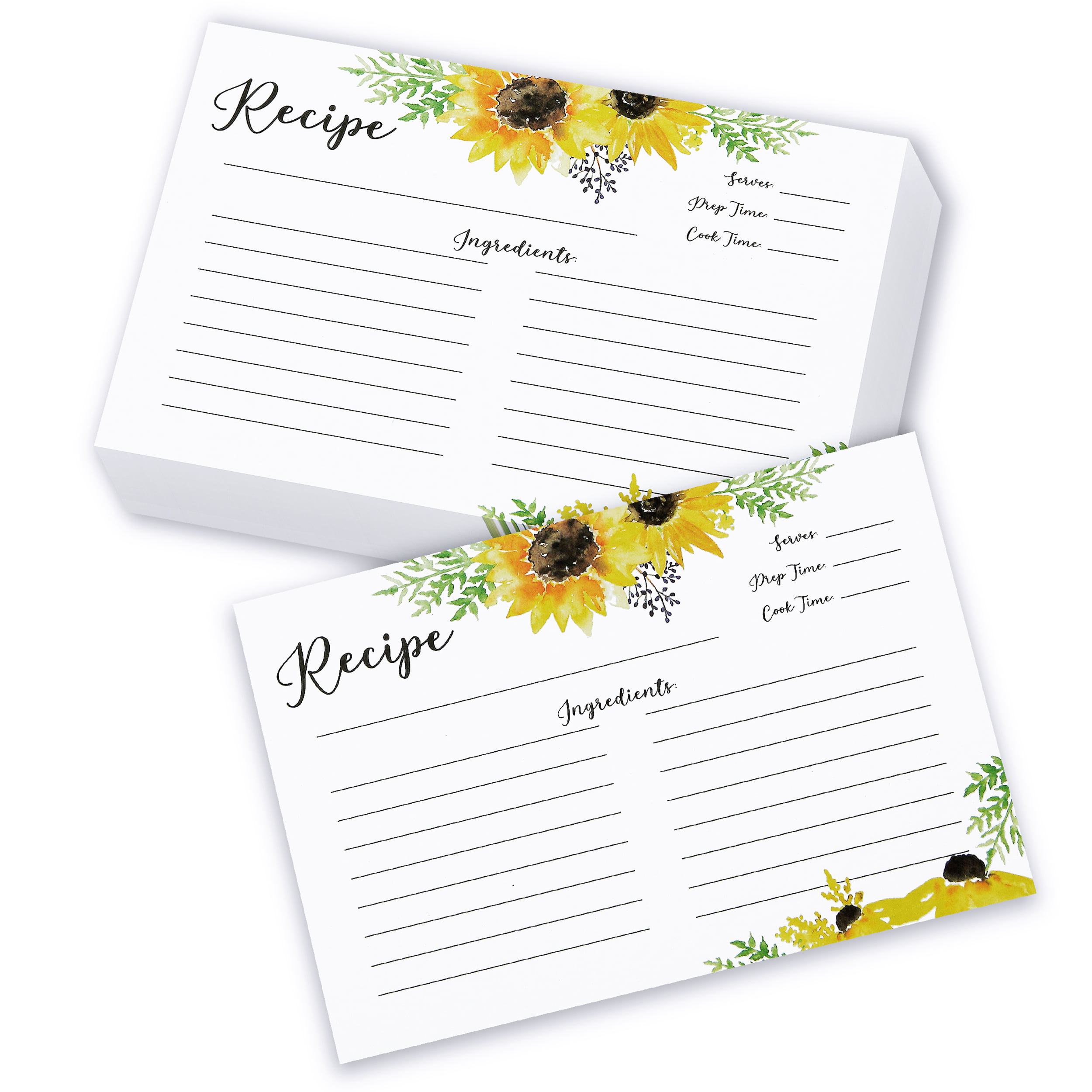 Thick Card Stock Paper 4x6 Double Sided Recipe Cards with Title Ingredients Cute Design Directions Bridal Shower Gift Idea Store or Share Recipes ● Wedding Bulk