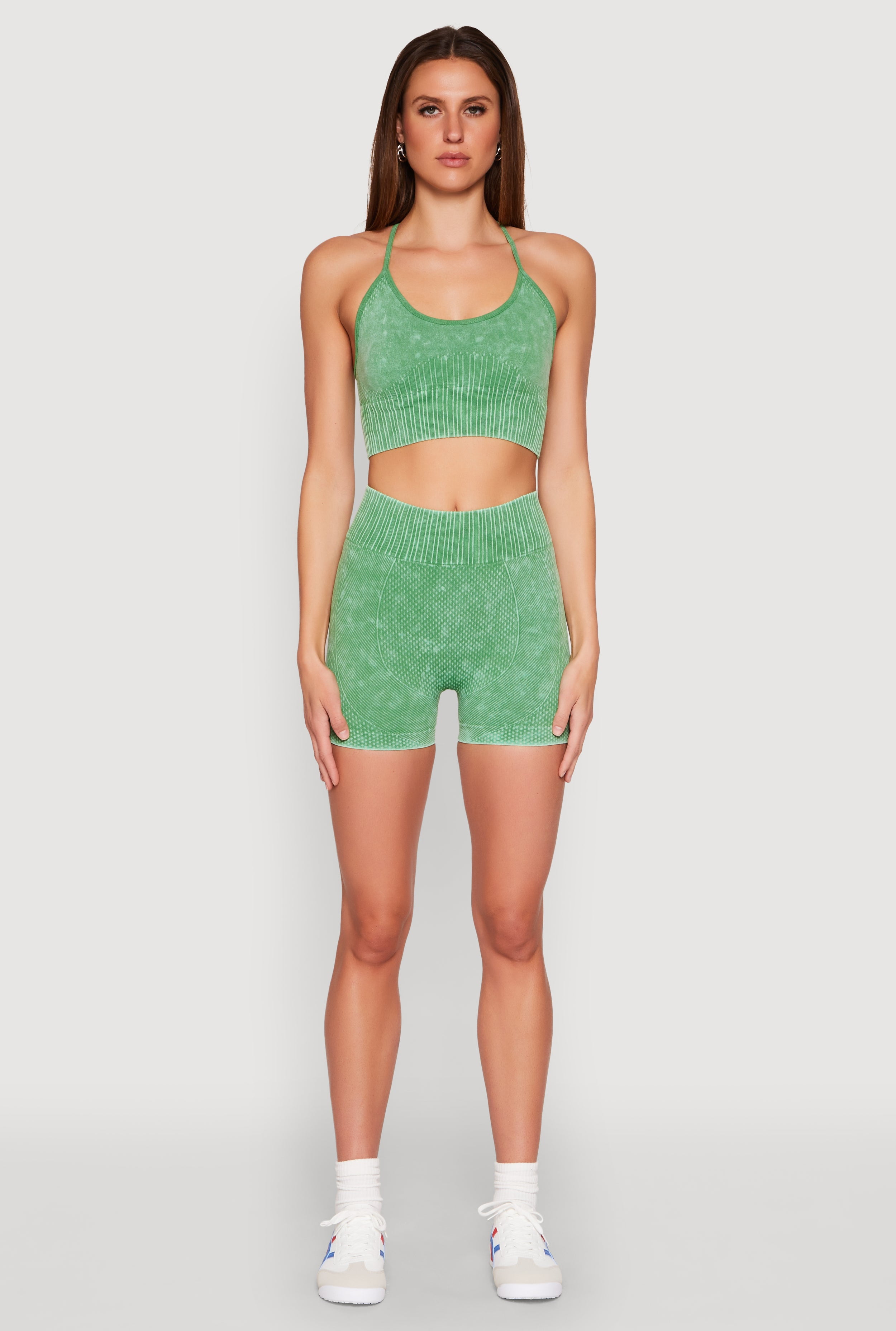 Womens Ruched Seamless Ribbed Knit Biker Shorts - Walmart.com